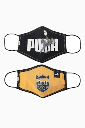 Lil PUMA Kids' Face Masks (Set of 2), Puma Black-Mineral Yellow-animal, extralarge