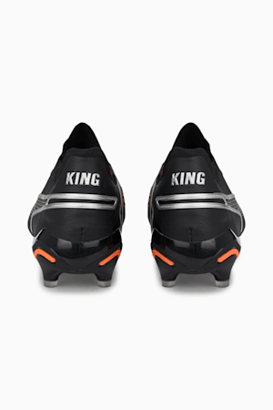KING ULTIMATE FG/AG Men's Soccer Cleats, PUMA Black-Silver-Ultra Orange, extralarge