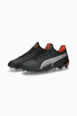 Chaussures de soccer avec crampons KING ULTIMATE FG/AG, PUMA Black-Silver-Ultra Orange, extralarge