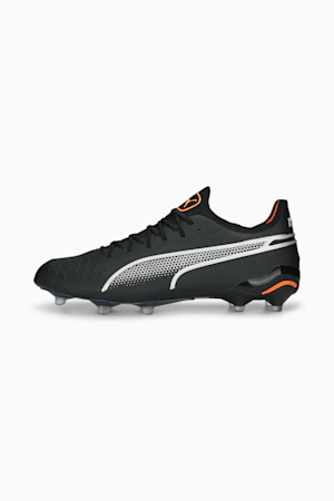 Chaussures de soccer avec crampons KING ULTIMATE FG/AG, PUMA Black-Silver-Ultra Orange, extralarge