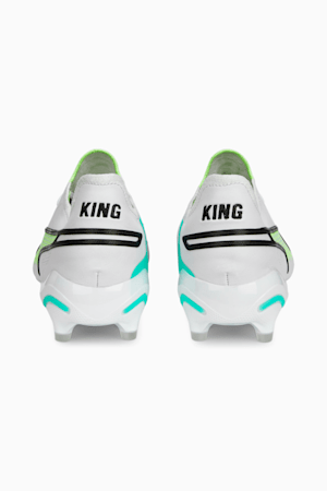 KING ULTIMATE FG/AG Men's Soccer Cleats, PUMA White-PUMA Black-Fast Yellow-Electric Peppermint, extralarge