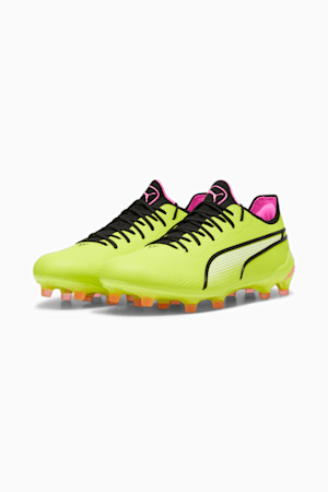 KING ULTIMATE FG/AG Men's Soccer Cleats, Electric Lime-PUMA Black-Poison Pink, extralarge