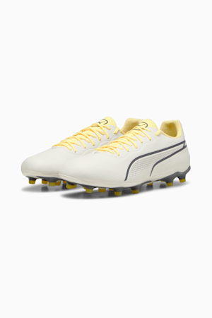 KING PRO FG/AG Men's Soccer Cleats, Alpine Snow-Asphalt-Yellow Blaze, extralarge