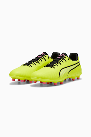 KING PRO FG/AG Football Boots, Electric Lime-PUMA Black-Poison Pink, extralarge-GBR