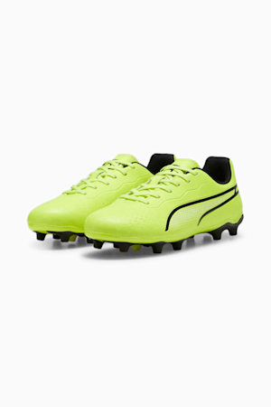 KING MATCH FG/AG Youth Football Boots, Electric Lime-PUMA Black-Poison Pink, extralarge-GBR