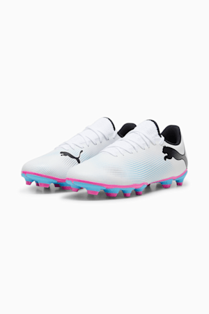 FUTURE 7 PLAY FG/AG Men's Soccer Cleats, PUMA White-PUMA Black-Poison Pink, extralarge