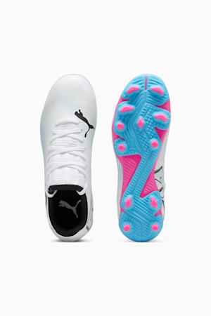 FUTURE 7 PLAY FG/AG Youth Football Boots, PUMA White-PUMA Black-Poison Pink, extralarge-GBR