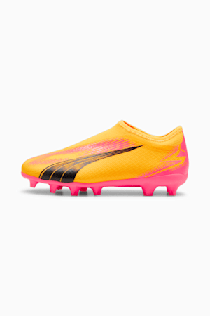 ULTRA MATCH FG/AG Laceless Youth Football Boots, Sun Stream-PUMA Black-Sunset Glow, extralarge-GBR