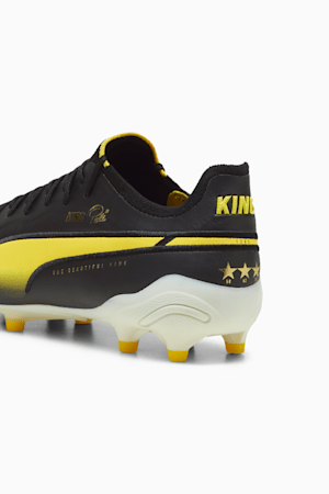 KING ULTIMATE Pelé FG/AG Football Boots, PUMA Black-PUMA White-Pelé Yellow-PUMA Gold-Frosted Ivory, extralarge-GBR