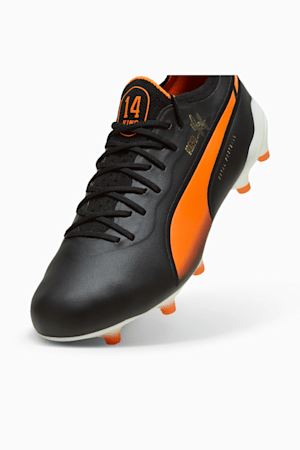 KING ULTIMATE Cruyff FG/AG Football Boots, PUMA Black-PUMA White-Rickie Orange-PUMA Gold-Frosted Ivory, extralarge-GBR