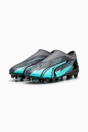 ULTRA MATCH RUSH Youth Football Laceless FG/AG  Boot, Strong Gray-PUMA White-Elektro Aqua, extralarge-GBR