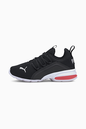 Axelion Mesh Little Kids' Shoes, Puma Black-Puma Silver-High Risk Red, extralarge