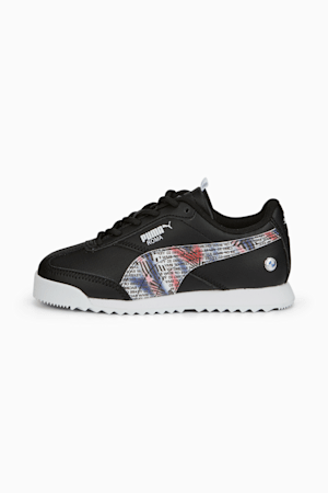 BMW M Motorsport Roma Via Little Kids' Motorsport Shoes, Puma Black-Puma White, extralarge