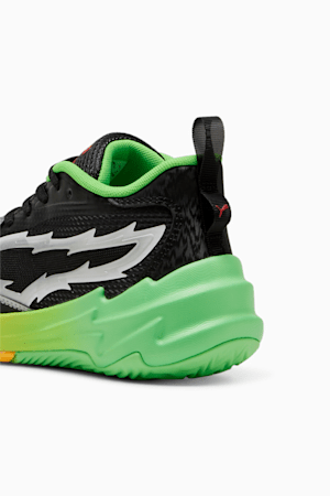 PUMA x 2k Scoot Zeros Youth Basketball Shoes, PUMA Black-Fluo Green, extralarge-GBR