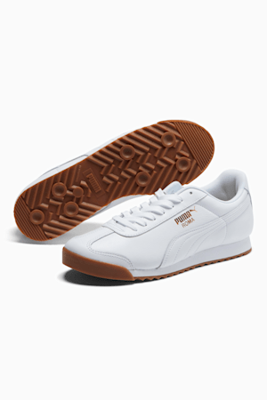 Roma Classic Gum Sneakers, Puma White-Puma Team Gold, extralarge