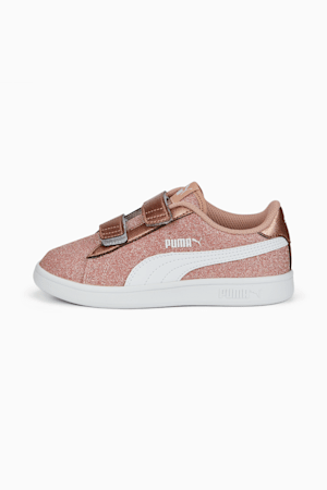 PUMA Smash v2 Glitz Glam Little Kids' Shoes, Rose Gold-Puma White, extralarge