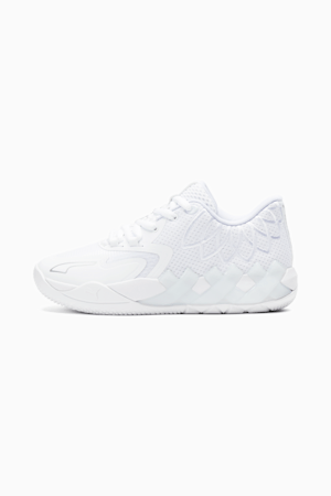 PUMA x LAMELO BALL MB.01 Lo Big Kids' Basketball Shoes, Puma White-Silver, extralarge