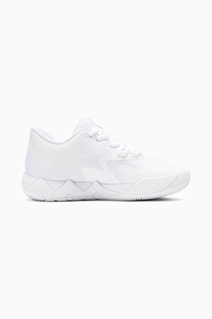 PUMA x LAMELO BALL MB.01 Lo Big Kids' Basketball Shoes, Puma White-Silver, extralarge