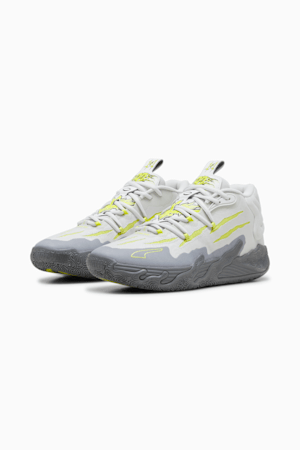 Chaussures de basketball MB.03 Chino Hills PUMA x LAMELO BALL Homme, Feather Gray-Lime Smash, extralarge