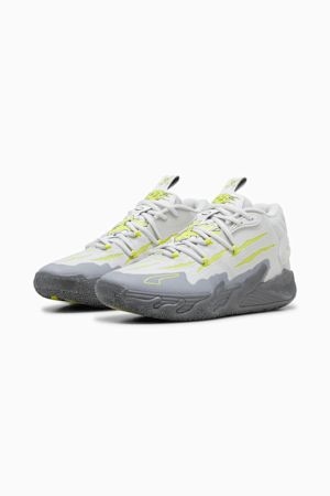 PUMA x LAMELO BALL MB.03 Chino Hills Men's Basketball Shoes, Feather Gray-Lime Smash, extralarge