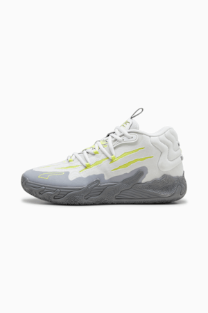 PUMA x LAMELO BALL MB.03 Chino Hills Men's Basketball Shoes, Feather Gray-Lime Smash, extralarge