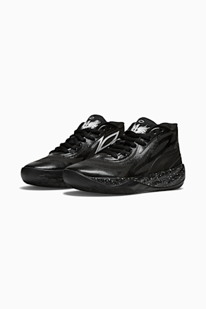 PUMA x LAMELO BALL MB.02 Black Speckle Big Kids' Basketball Shoes, PUMA Black-PUMA White, extralarge