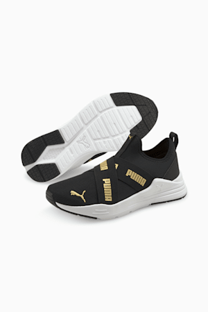 Wired Run Slip-On Shoes Big Kids, Puma Black-Puma Team Gold, extralarge