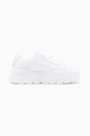 Mayze Stack Leather Sneakers Women, Puma White, extralarge-GBR