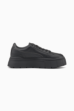 Mayze Stack Leather Sneakers Women, Puma Black, extralarge-GBR