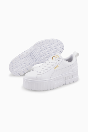 Chaussures Mayze Leather Jeune, Puma White-Puma Team Gold, extralarge