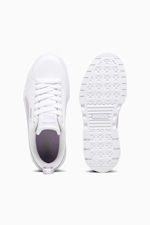 Mayze Leather Big Kids Sneakers, PUMA White-Vivid Violet, extralarge