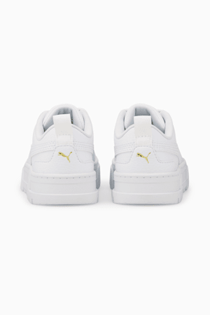 Mayze Leather Little Kids' Shoes, Puma White-Puma Team Gold, extralarge