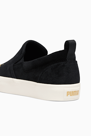 Bari Slip-On Comfort Velvet Women's Shoes, Puma Black-Puma Team Gold, extralarge