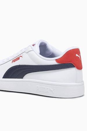 Smash 3.0 Leather Sneakers Youth, PUMA White-PUMA Navy-For All Time Red, extralarge-GBR
