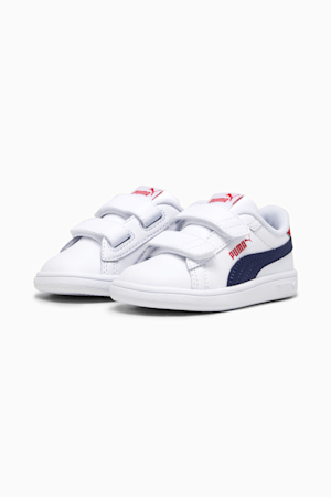 Smash 3.0 Leather V Sneakers Baby, PUMA White-PUMA Navy-For All Time Red, extralarge-GBR