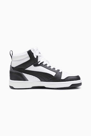 Rebound V6 Mid Big Kids' Sneakers, PUMA White-PUMA Black-Shadow Gray, extralarge