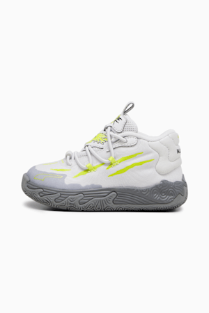 PUMA x LAMELO BALL MB.03 Chino Hills Toddlers' Basketball Shoes, Feather Gray-Lime Smash, extralarge