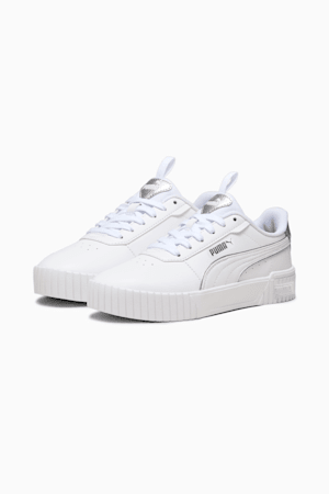 Carina 2.0 Pop-Up Metallics Youth Sneakers, PUMA White-Matte Silver-PUMA Silver, extralarge-GBR
