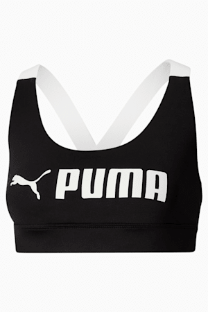 PUMA Fit Women's Mid Impact Sports Bra, Puma Black, extralarge