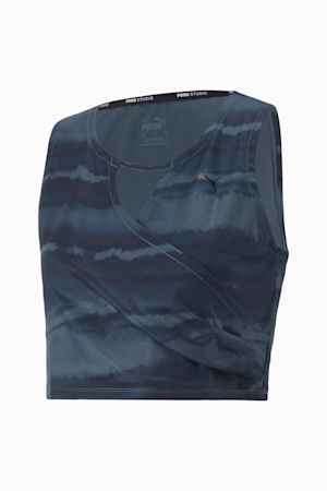 Studio Printed Women's Training Crop Tank, Marine Blue-Geo print, extralarge