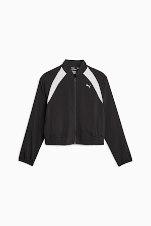PUMA Fit Women's Woven Fashion Jacket, PUMA Black-PUMA White, extralarge
