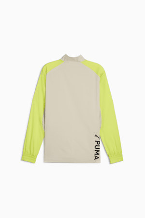 PUMA Fit Woven Men's Quarter Zip Sweater, Putty-Lime Pow, extralarge