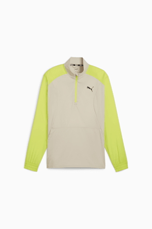 PUMA Fit Woven Men's Quarter Zip Sweater, Putty-Lime Pow, extralarge