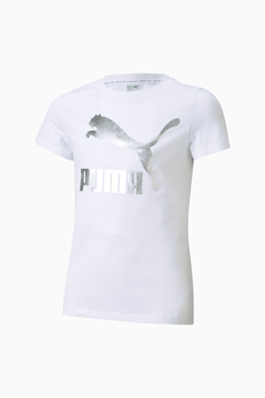 Classics Logo Girls' Tee, Puma White, extralarge