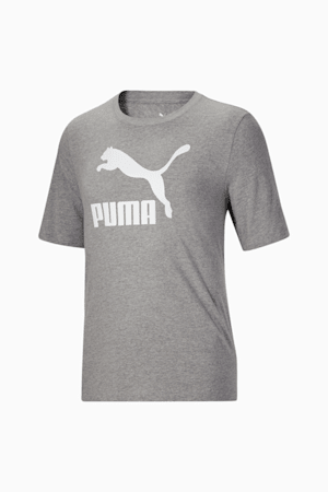 Classics Logo Men's Tee BT, Medium Gray Heather-Puma White, extralarge