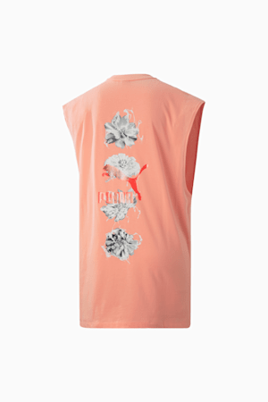 Hidden Flower Oversized Women's Tank Top, Peach Pink, extralarge