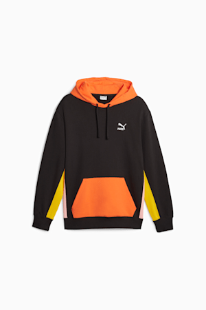 Classics Block Men's Hoodie, PUMA Black-Hot Heat, extralarge