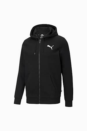 Essentials Full-Zip Logo Men's Hoodie, Puma Black-Cat, extralarge-GBR