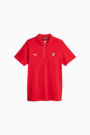 Scuderia Ferrari Style Men's Jacquard Polo, Rosso Corsa, extralarge