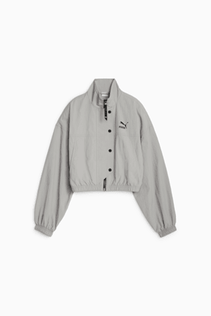 DARE TO Cropped Woven Jacket, Concrete Gray, extralarge-GBR